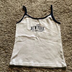 Brandy Melville White and Navy tank top